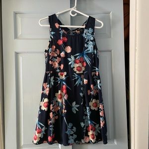 Blue floral back lace dress